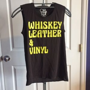 Whiskey, Leather and Vinyl sleeveless T